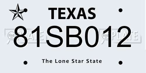 81SB012 Texas License Plate