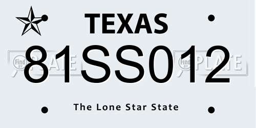 81SS012 Texas License Plate