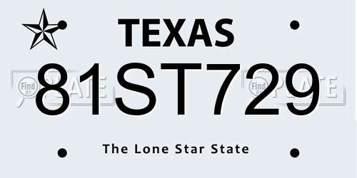 81ST729 Texas License Plate