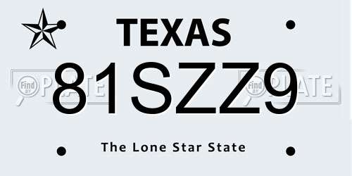 81SZZ9 Texas License Plate