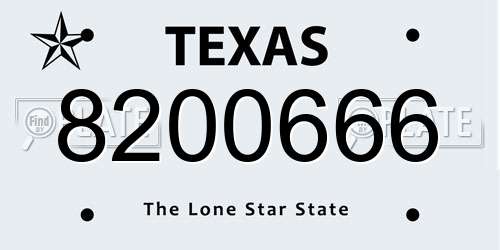 8200666 Texas License Plate