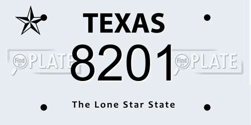 8201 Texas License Plate
