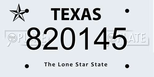 820145 Texas License Plate