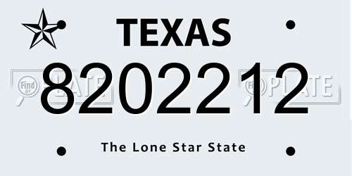 8202212 Texas License Plate