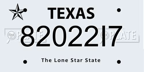 82022I7 Texas License Plate