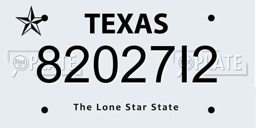82027I2 Texas License Plate