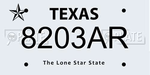 8203AR Texas License Plate