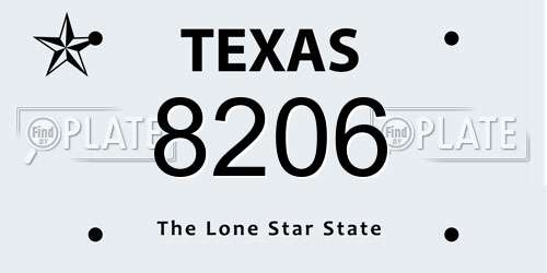 8206 Texas License Plate