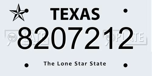 8207212 Texas License Plate