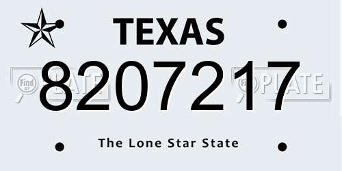 8207217 Texas License Plate