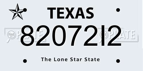 82072I2 Texas License Plate