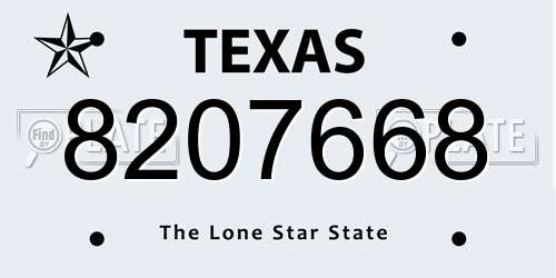 8207668 Texas License Plate