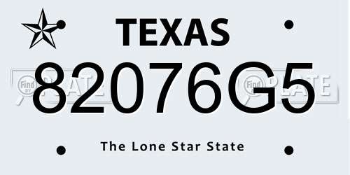 82076G5 Texas License Plate