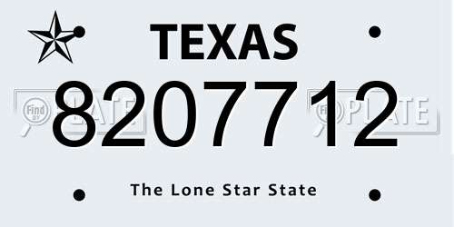 8207712 Texas License Plate