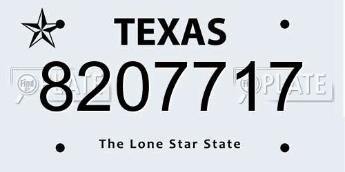 8207717 Texas License Plate