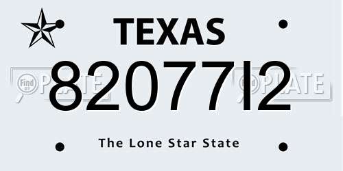 82077I2 Texas License Plate