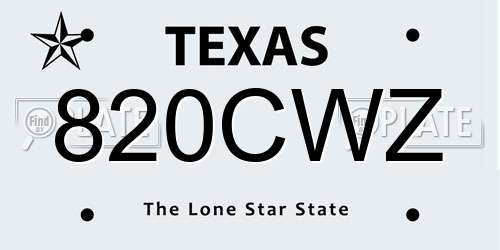 820CWZ Texas License Plate