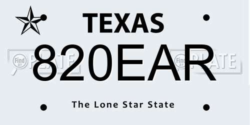 820EAR Texas License Plate