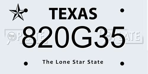 820G35 Texas License Plate