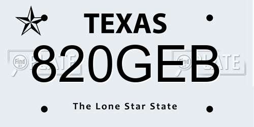 820GEB Texas License Plate