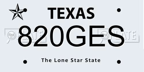 820GES Texas License Plate