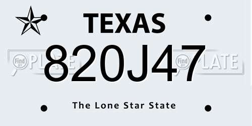 820J47 Texas License Plate