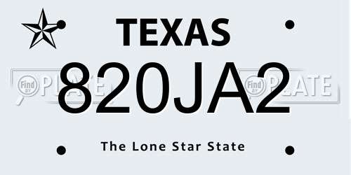 820JA2 Texas License Plate