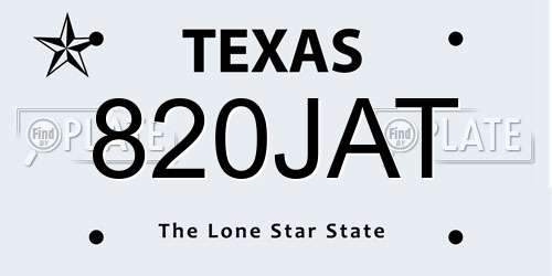820JAT Texas License Plate