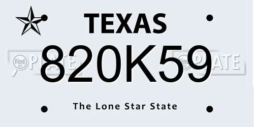 820K59 Texas License Plate