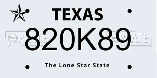 820K89 Texas License Plate