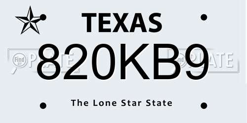 820KB9 Texas License Plate