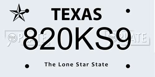 820KS9 Texas License Plate