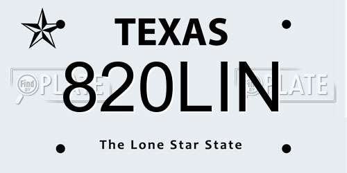 820LIN Texas License Plate