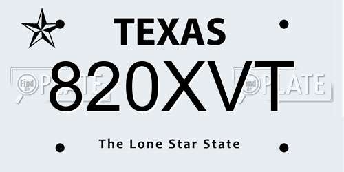 820XVT Texas License Plate