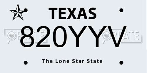 820YYV Texas License Plate