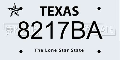 8217BA Texas License Plate