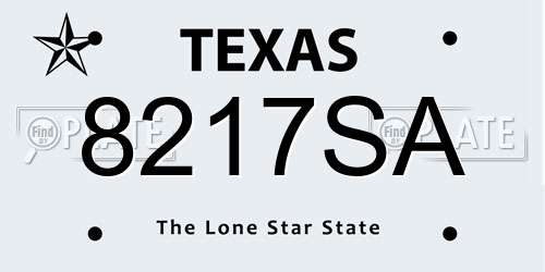 8217SA Texas License Plate