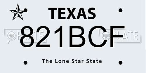 821BCF Texas License Plate