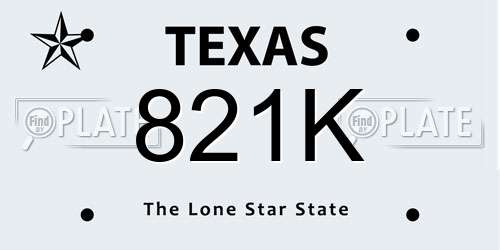 821K Texas License Plate
