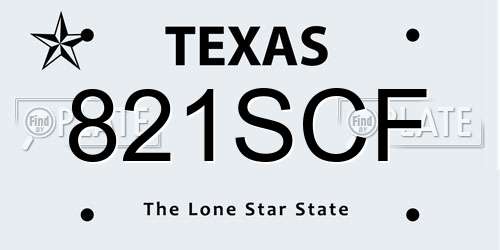 821SCF Texas License Plate