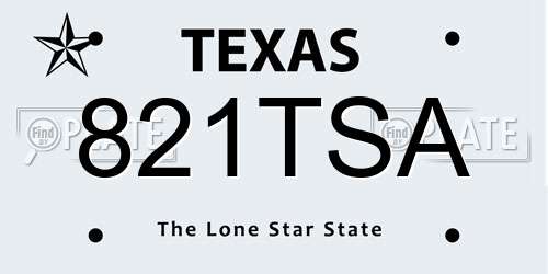 821TSA Texas License Plate