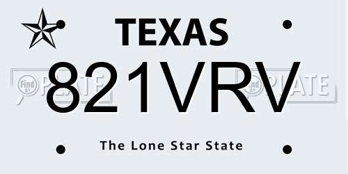 821VRV Texas License Plate