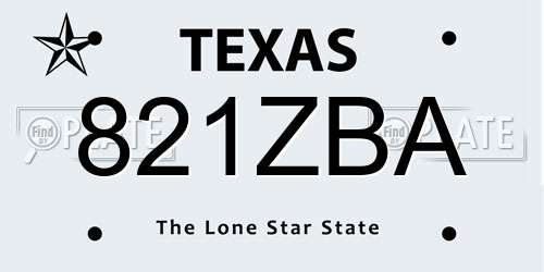 821ZBA Texas License Plate