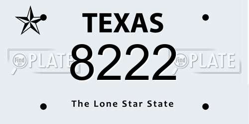 8222 Texas License Plate