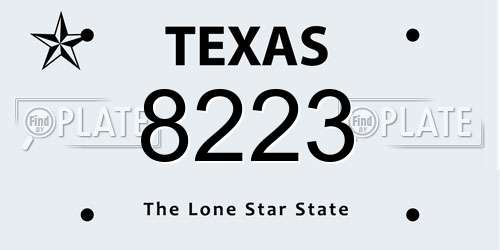 8223 Texas License Plate