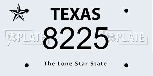 8225 Texas License Plate