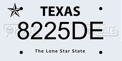 8225DE Texas License Plate
