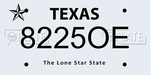 8225OE Texas License Plate