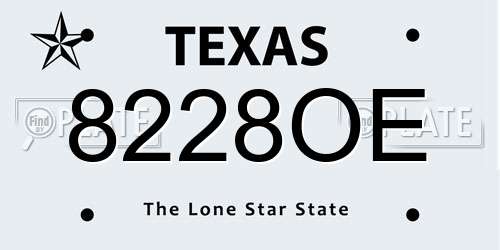 8228OE Texas License Plate