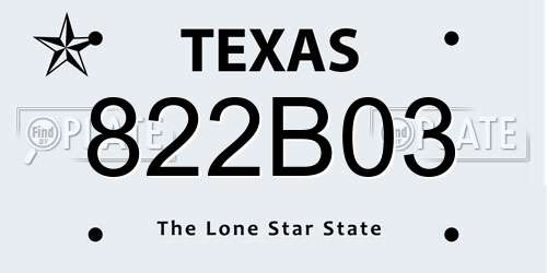 822B03 Texas License Plate